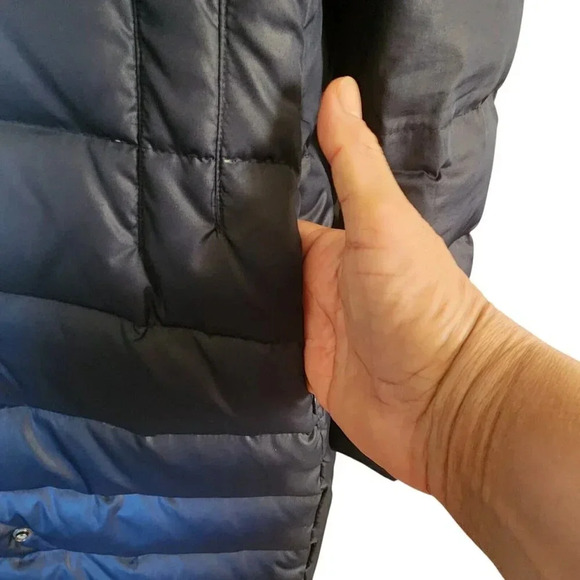 T Tahari 100% Polyester Puffer Hood Jacket Blue Zipper Long Sleeve Size Large - Picture 12 of 15